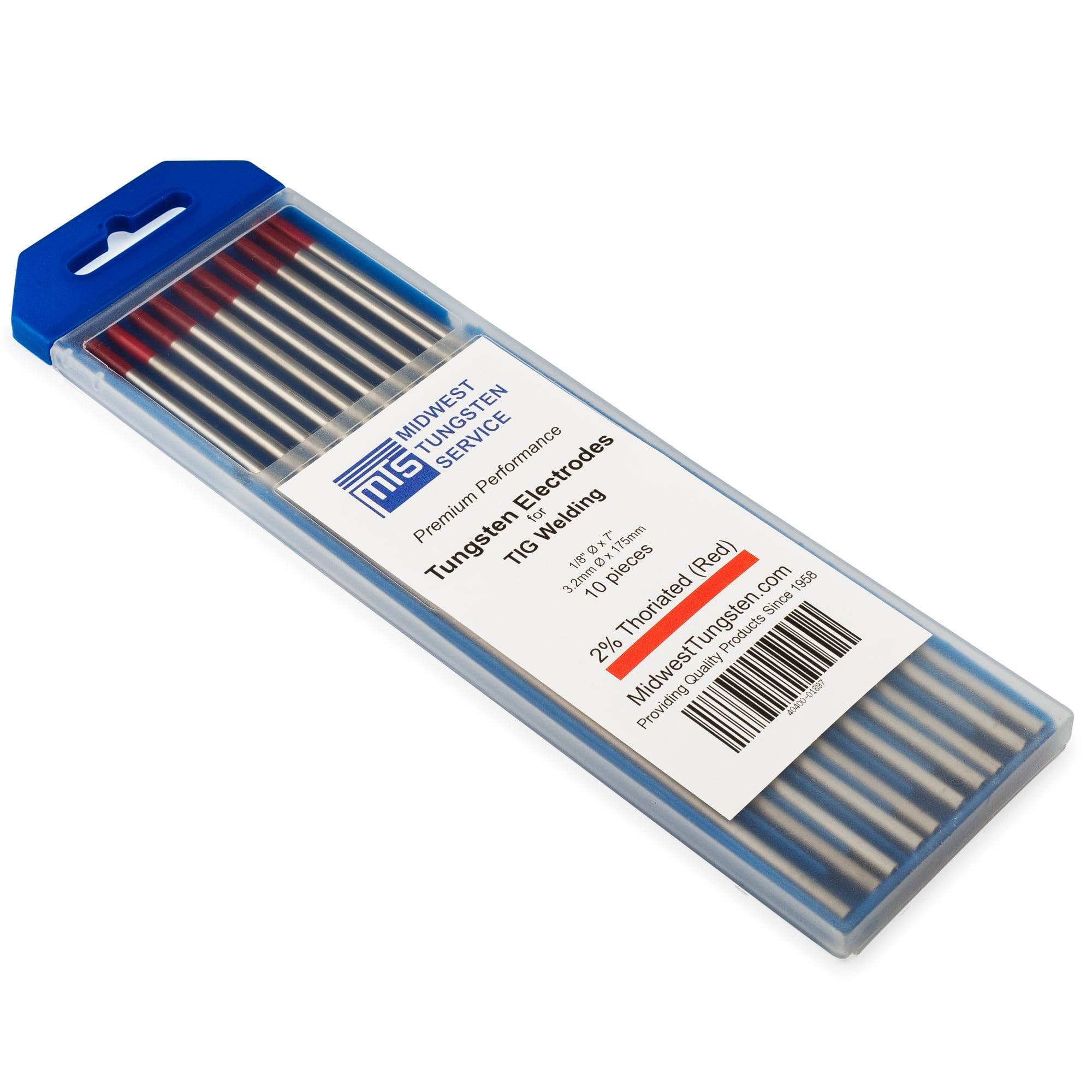 Red Tip 1//8/" x 7/" 10 PACK SÜA 2/% Thoriated Tungsten Electrode TIG Welding