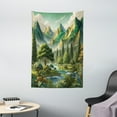thumbnail image 2 of Ambesonne Mountain Tapestry Wall Hanging, Fantasy Land Heights Boho, 40"x60", Fern Green Ivory Blue, 2 of 3