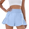 thumbnail image 2 of Sewkxo Womens High Waisted Shorts Athletic Running Shorts Workout Gym Quick Dry Flowy Shorts with Pockets,Sky Blue S, 2 of 7