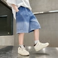 thumbnail image 6 of Whouriu Boys Summer Denim Shorts Wide-Leg Pull-On Jean Shorts with Elastic Waist, Sizes 5-16, 6 of 6