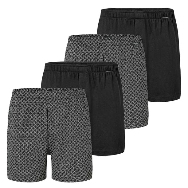 SCHIESSER Bóxers de punto para hombre, pack de 4 - Pack de 4 bóxers, algodón, liso Blanco/negro XL (X-Large)