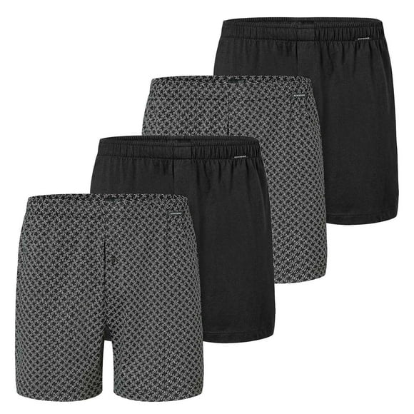 SCHIESSER Bóxers de punto para hombre, pack de 4 - Pack de 4 bóxers, algodón, liso Blanco/negro 3XL (XXX-Large)