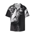 thumbnail image 2 of Lsque Monochrome Giraffe Expression print Men's Cuban Collar Short Sleeve Shirt Summer Beachwear Casual Button Down Fashionable Vacation Leisure Shirt-XX-Large, 2 of 7