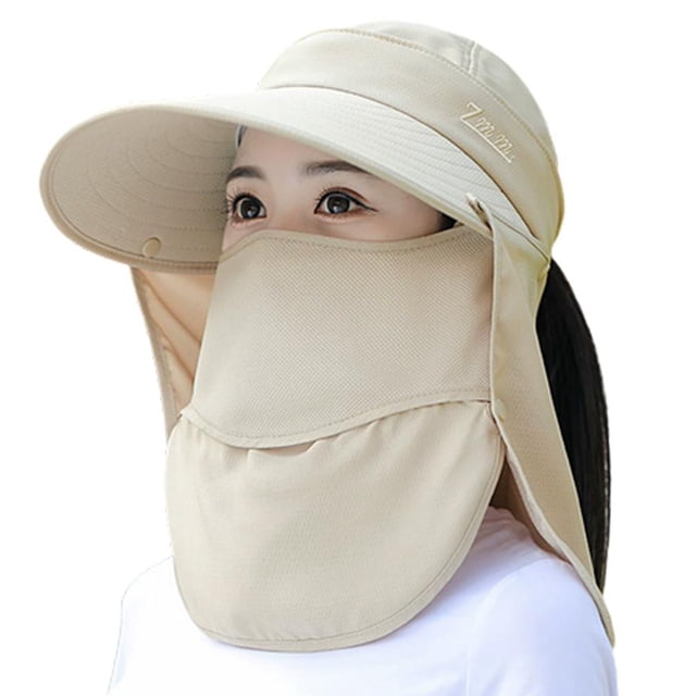 Outdoor Uv Sun Hat Removable Windproof Face Protection Tea Cap Cycling Cap Picking