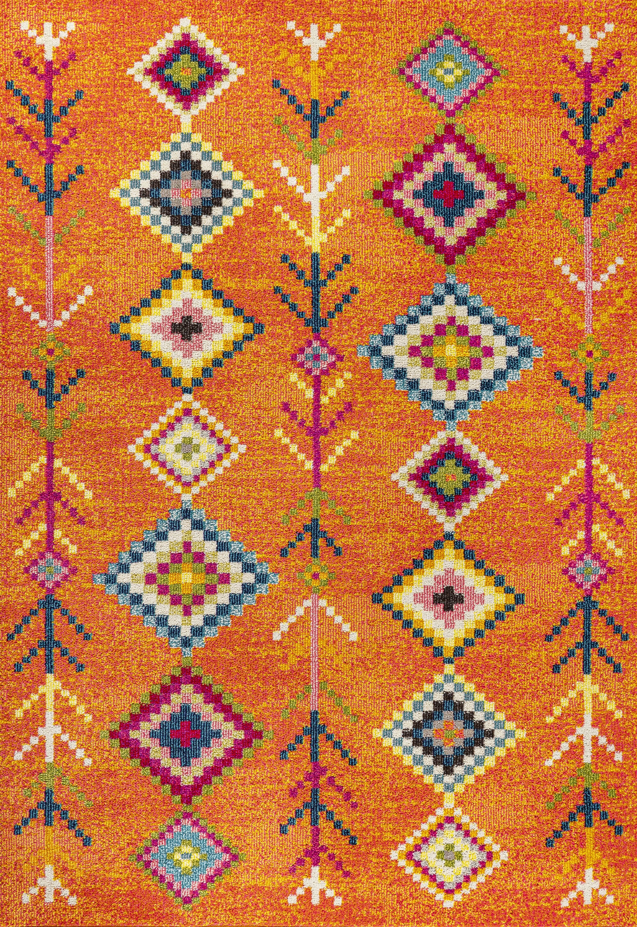 JONATHAN Y MOROCCAN HYPE 3 x 5 Area Rug, Tribal Love Geometric - Orange/Multi, MOH105C-3