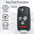 thumbnail image 6 of Key Fob Keyless Entry Fits for MDX RDX 2007 2008 2009 2010 2011 2012 2013 Remote Control Flip Key Replacement N5F0602A1A 35111-STX-326 4 Button, 6 of 7