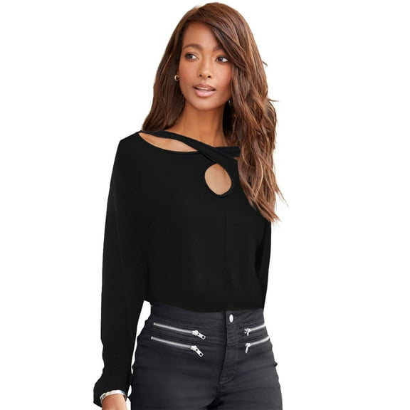 LASCANA Women's Long Sleeve Cut Out Top