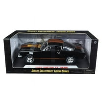 1966 Ford Mustang Shelby GT 350 "Hertz" Black with Gold Stripes and Racing Wheels 1/18 Diecast Model Car by Shelby Collectibles