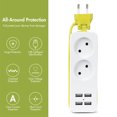 thumbnail image 2 of Power Strip 1200W Extensión eléctrica Socket Office Hotel 4 Puertos Teléfono Móvil USB Cargador Viaje Adaptador de carga Home Suministros 2 Socket, Blanco Kearding HA010016-03B, 2 of 6