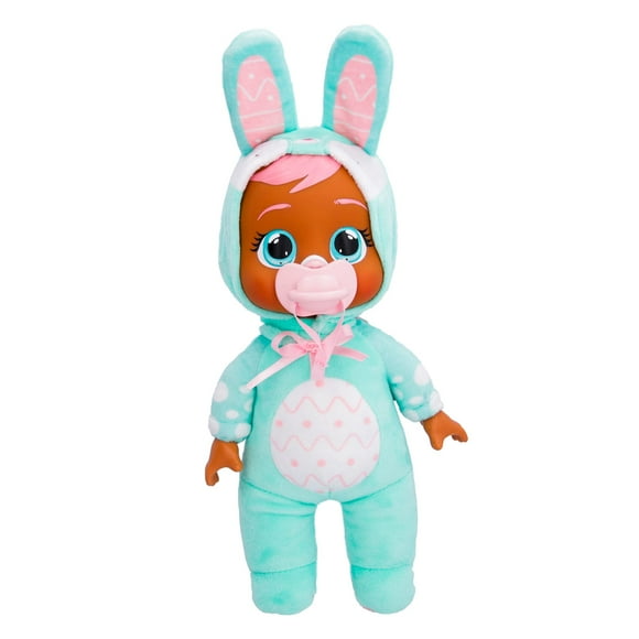 Cry Babies Tiny Cuddles Lapins Cindy - Poupée de 9 Pouces, Crie de Vraies Larmes, Pyjama à Thème Lapin Turquoise