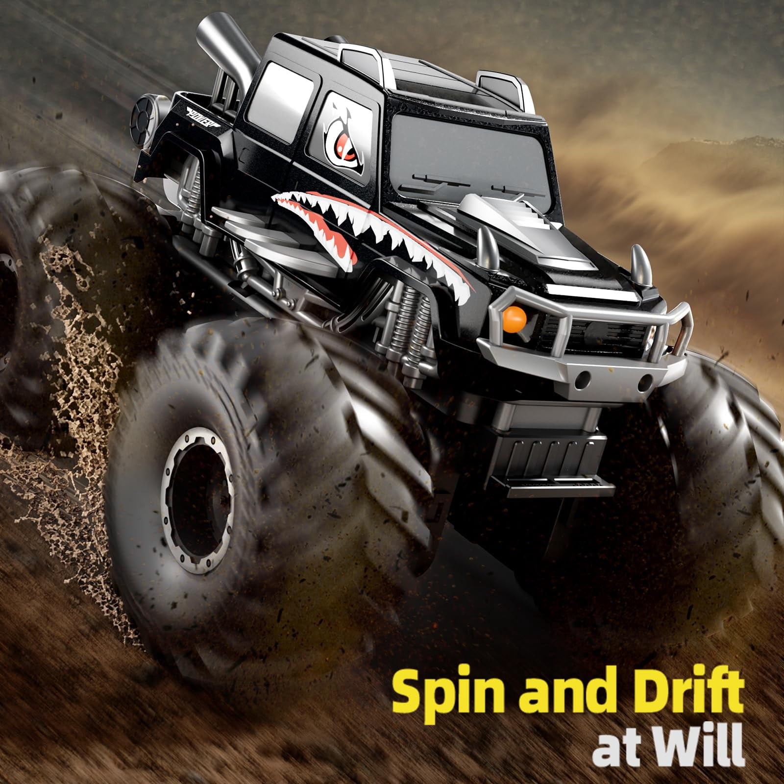 Monster Truck Toys, Waterproof 360°Rotate 4x4 RC Truck, Amphibious Remote Control Monster Trucks, 2.4GHz All Terrain Off-Road Pickup Toy RC Car