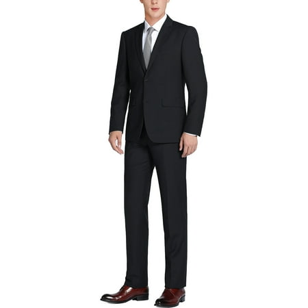 NEW MEN'S ULTRA SLIM FIT SOLID TWO PIECE SUIT FORMAL PROM ATTIRE GROOMSMEN BEST (Best Mens Tweed Suits)