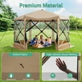 thumbnail image 4 of HOTEEL 12x12 ft Pop Up Gazebo Screen House Tent for Camping with 5 Sidewalls and Mosquito Netting, Waterproof, UV Resistant, Portable Carry Bag, for Outdoor Camping, Lawn and Backyard, Khaki, 4 of 8