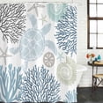 thumbnail image 3 of Blue Beige Coastal Turtle Waterproof Fabric Shower Curtain,Ocean Coral Nautical Waterproof Fabric Shower Curtain for Bathroom Curtains Bathtubs Hotel Shower Curtains with 12 Hooks Long 72x78in, 3 of 8