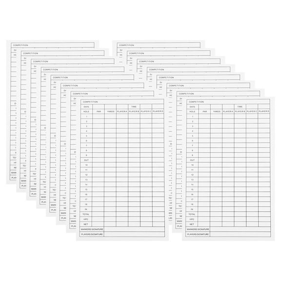 Golf Supplies Scorecard Golfs Supply Portable Out of Shape No Deformation White Coated Paper 25 Pcs