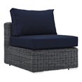 thumbnail image 1 of Modway Summon Aluminum and Rattan Patio Armless Sofa Chair in Canvas/Navy, 1 of 5