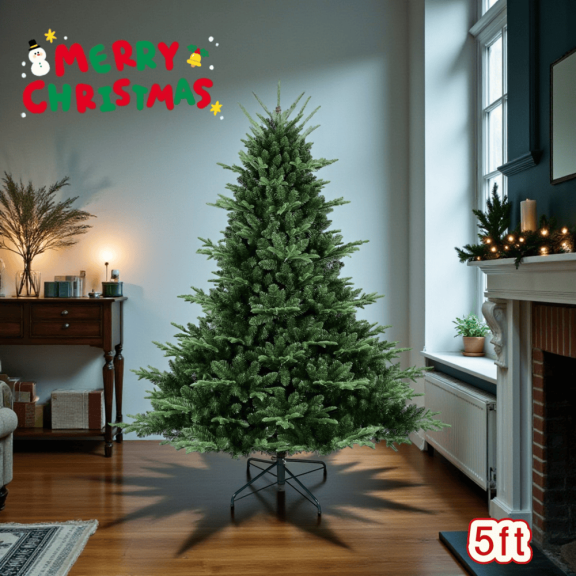 Tcbosik 5ft Unlit Artificial Christmas Tree with 1129 Branch Tips, Full-Shaped Xmas Tree, Includes Stand, Green