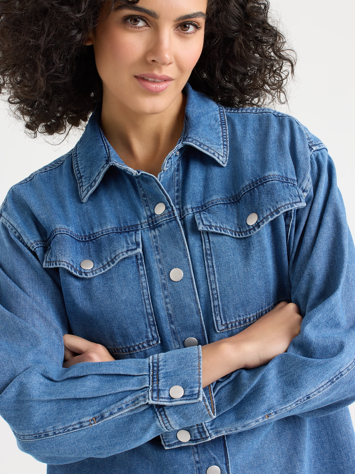 Sofia by Sofia Vergara Women's Relaxed Boyfriend Shirt with Long Sleeves, Sizes XS-XXXL