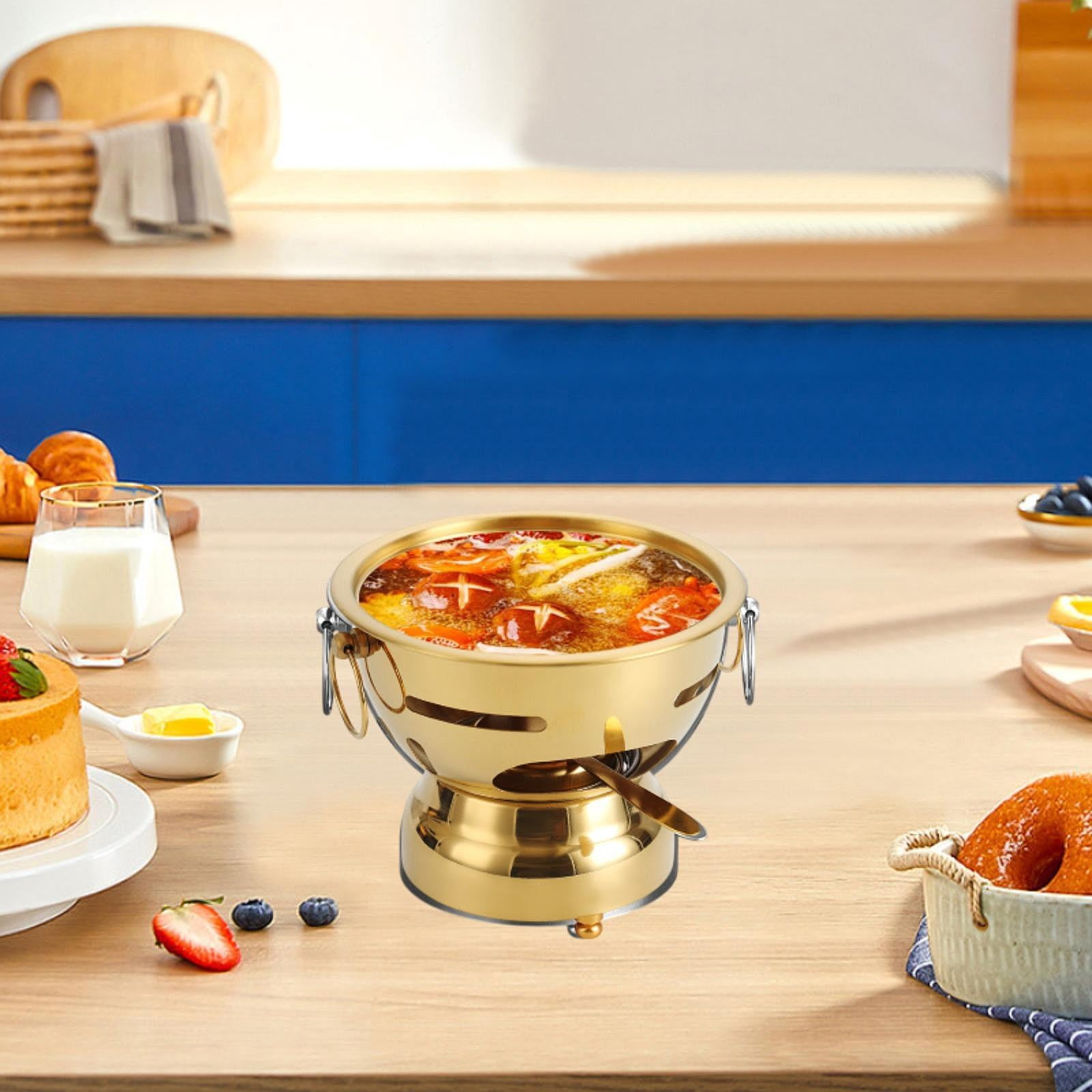Fancyes Shabu Hot Pot Single Person Hotpot Portable Stockpot for Parties Home Picnic Gold