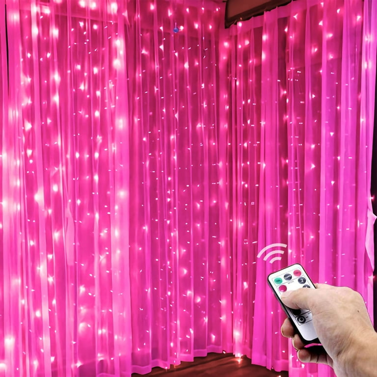 Remote Control 300 LED Pink Christmas Curtain Lights - Standard - On Sale -  Bed Bath & Beyond - 32904940