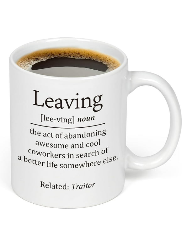DCHYO Going Away Gift for Coworker, Coworker Leaving Gifts, Farewell Gifts for Coworkers, Leaving Definition Funny Coffee Mug, New Job Goodbye Parting Retirement Gifts for Coworker Women Men, 330ML