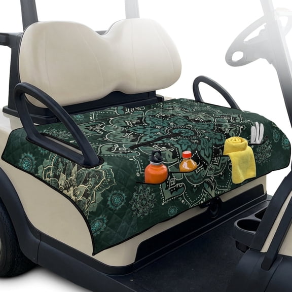 Pzuqiu Carts Cushion Towel Blanket Protector Golf Cart Seat Covers, Easy Carry 4 Pockets Quilted Golf Cart Seat Covers Fit for Club Car EZGO