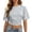Grey, variant on Women's Ruched Drawstring Cropped Top Ladies Casual Crewneck T Shirt Summer Short Sleeve Plain Solid Soft Comfy Everyday Wear Pullover Tee