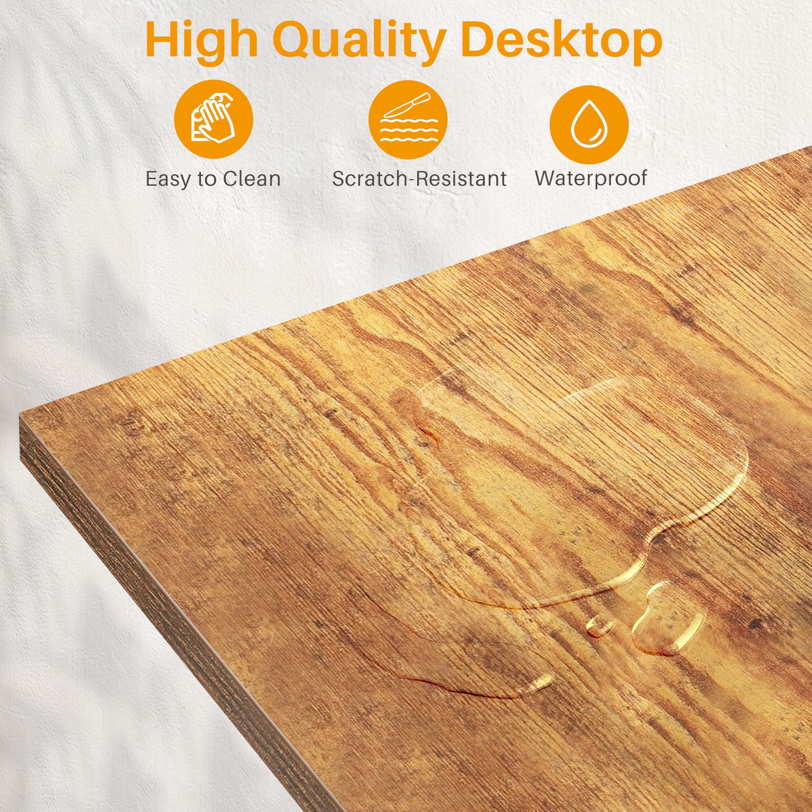 L Shaped Gaming Desk, 50 Inch Reversible Corner PC Work Table for Writing Study, Wood Tabletop and Metal Frame, CPU Stand Side Bag for Home Office Small Space, Brown