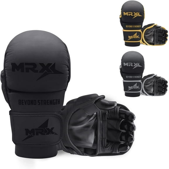 MRX MMA Grappling Gloves 7 OZ Boxing Punching Glove Mitts Black L/XL