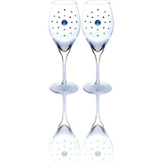 Popov 44738-823, 21 Oz Swarovski Jeweled Wine Glasses, Crystal Stemmed  Goblets w/ Rhinestones, Set of 6