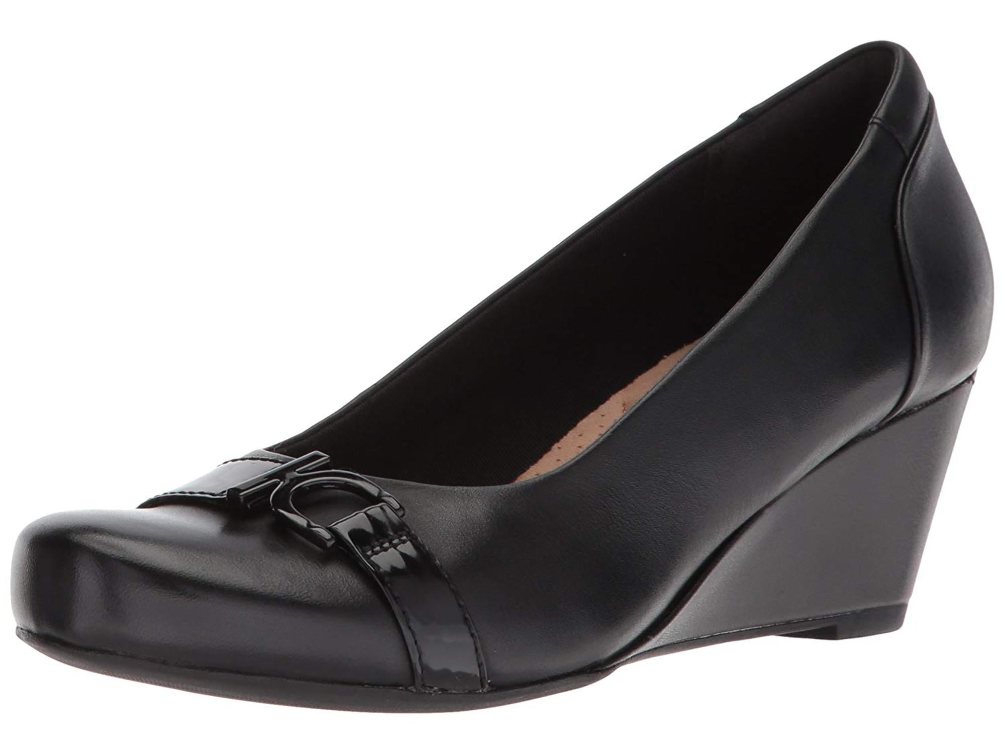 Clarks black sale wedge pumps