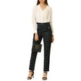 thumbnail image 5 of MODA NOVA Juniors Tartan Plaid Pants Elastic High Waist Straight Long Trousers, 5 of 6