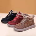 thumbnail image 5 of Leopard Print Snow Boots for Women Splicing Leather Platform Booties Furry Lined Non-Slip Walking Shoes, 5 of 8