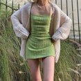 thumbnail image 4 of Kmbangi Women's Spaghetti Strap Sleeveless Solid Color Cable Knit Mini Dress, 4 of 8