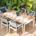 thumbnail image 2 of Orange Eucalyptus Leaves Table Cloths for 5 Foot Rectangle Tables, Spring Summer Botanical Patio Waterproof Elastic Fitted Tablecloths, Washable Rectangular Table Cover for Camping, 2 of 8