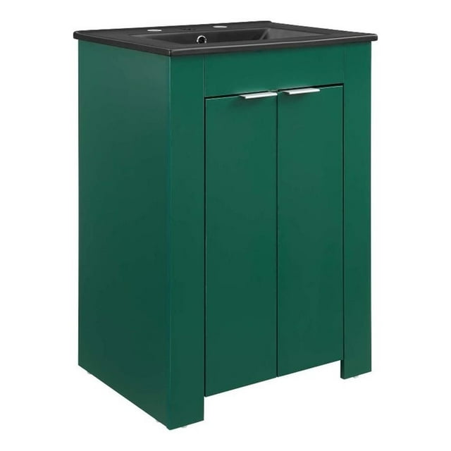 Modway Maybelle Meuble-Lavabo de Salle de Bain Moderne en Bois de 24 Pouces Vert/noir