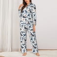 thumbnail image 2 of Yiaed Underwater Animals 1 Print Pajamas Women's Long Sleeve Sleepwear Soft Button Down Loungewear Pjs Lounge Set Nightwear Womens Pajama Pants-Large, 2 of 7