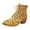 Gold, variant on Womens Ankle Boots Elegant Floral Embroidery Stacked Heel Lace up High Top Pointed Toe Dressy Fall Booties