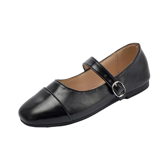 Wensltd Plus Size Comfort Work Shoes for Women Closed Toe Buckle Strap Soft Sole Shoes for Daily Office Wear Black