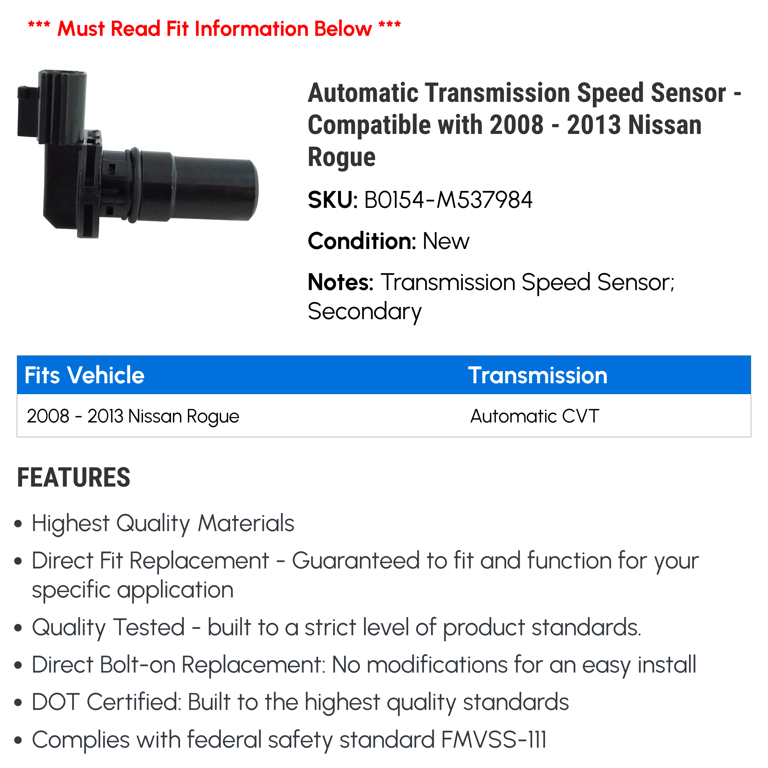 Automatic Transmission Speed Sensor - Compatible with 2008