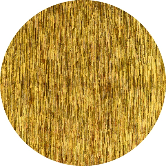 Ahgly Company Machine Washable Indoor Round Oriental Yellow Modern Area Rugs, 4' Round