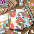 thumbnail image 3 of Floral Wrapping Paper Mini Rolls, 3-Pack (Pink, Orange, Yellow Flowers on Teal, Green and Pink Geometric) for Birthdays, Easter, Mother's Day, Bridal Showers, Any Occasion - 60 Sq. Ft. Total, 3 of 4
