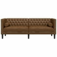 thumbnail image 4 of vidaXL Chesterfield Sofa with Bolsters 3-Seater Brown Faux Suede Leather, 4 of 9
