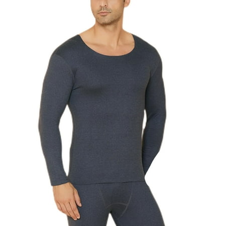 

Glookwis Men 2 Pieces Long Johns Set Stretchy Thermal Underwear Lightweight Ultra Soft Top And Bottom Suits Sleeve Crew Neck Men Navy Blue XL