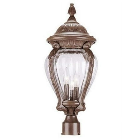 Acclaim Lighting Nottingham - Three Light Post, Burled Walnut Finish with Clear Melon Seeded Glass