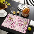 thumbnail image 3 of Pink Pioneer Flower Pattern Summer Placemats Table Placemats Set Of 6-Linen Kitchen Washable Placemats Table Mats 11.8"x17.7" Non-Slip Heat Resistant, 3 of 5