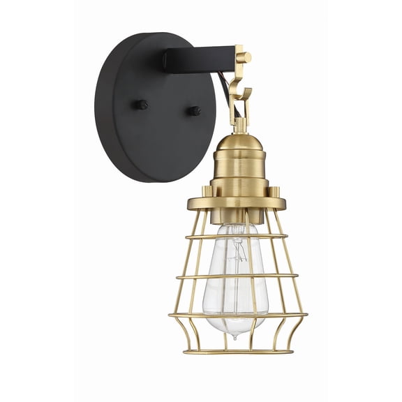 50601-FBSB Craftmade Lighting Thatcher - 1 Light Cage Wall Sconce In Transitional/Modern and Contemporary Style-11 Inches Tall and 5.5 Inches