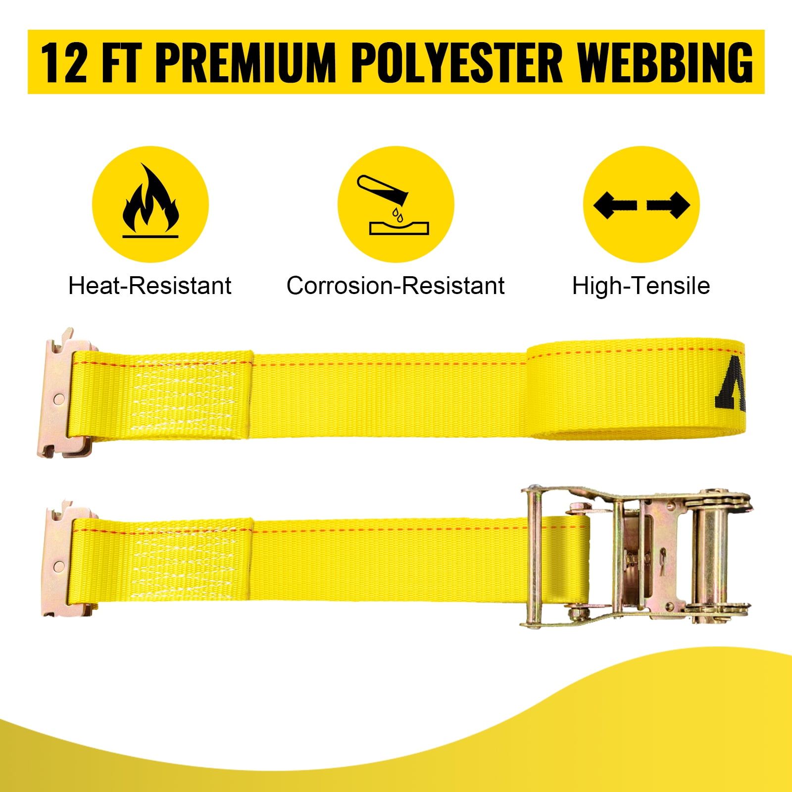 BENTISM E-Track Ratchet Straps 10-Pack 12' Tie-Down Kit Cargo Van Truck Trailer