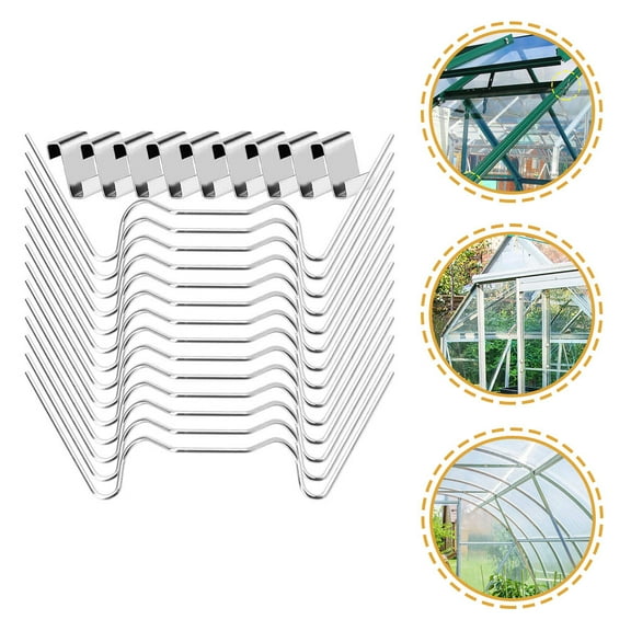 Milisten stainless steel greenhouse clamps Greenhouse Glass Plate Fixing Clip Silver Garden 50 Set