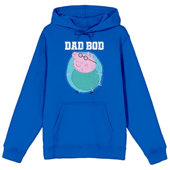 Peppa Pig Daddy Pig Dad Bod Adult Blue Graphic Hoodie-Medium